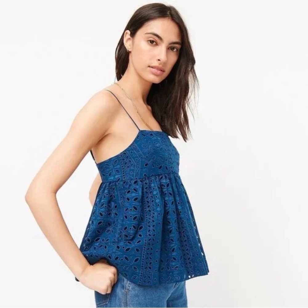 J Crew White Eyelet Women’s Babydoll Camisole Top Small, Cottagecore Beach Boho - Picture 7 of 9